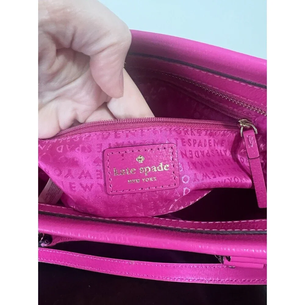 Kate Spade New York Pink Pebbled Satchel Top Handle Zip Bag w/ Detachable Strap